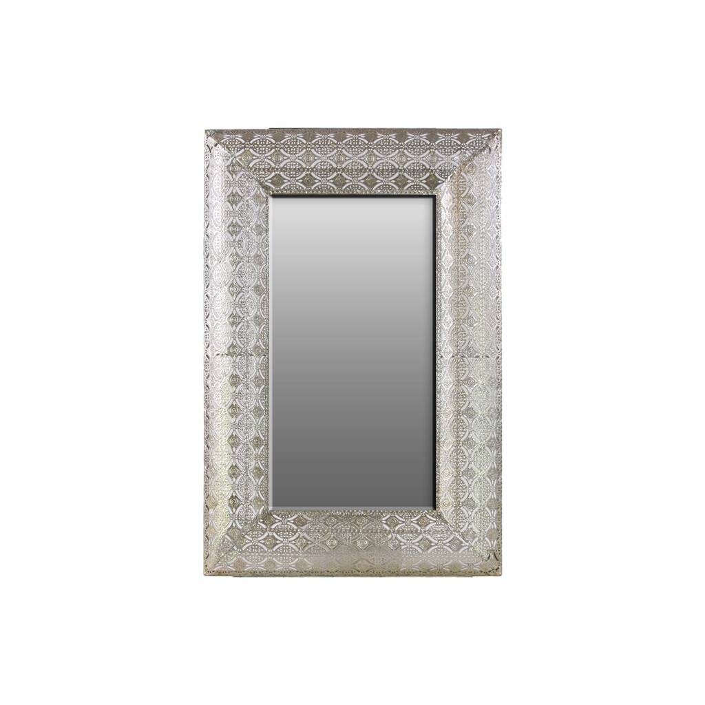 Silver Rectangular Metal Wall Mirror