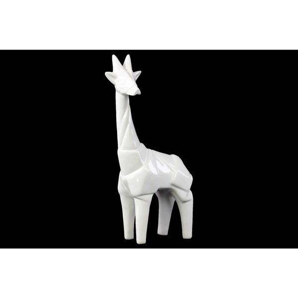 Ceramic Standing Giraffe Figurine Gloss White