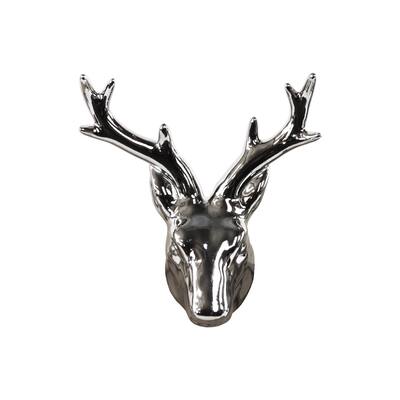 Urban Trends Ceramic Polished Chrome Silver Deer Head Wall Figurine