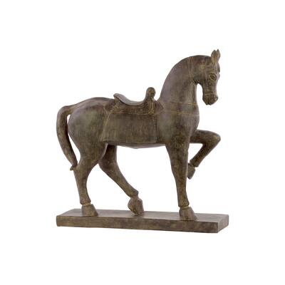Resin Espresso Brown Horse with Saddle Figurine