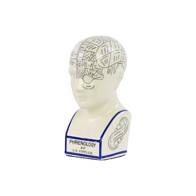 Urban Trends Phrenology Ceramic White Head Bust