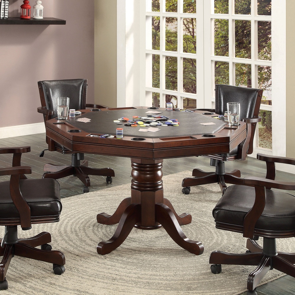 Furniture of America Gary Traditional Cherry Solid Wood Poker Table