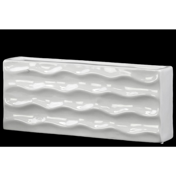 Ceramic Wide Rectangular Vase Gloss White Free Shipping On Orders