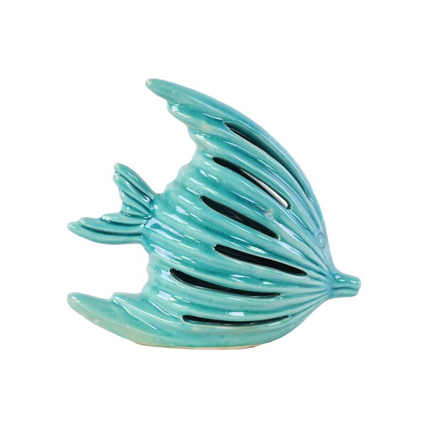 Ceramic Gloss Turquoise Fish Figurine with Holes