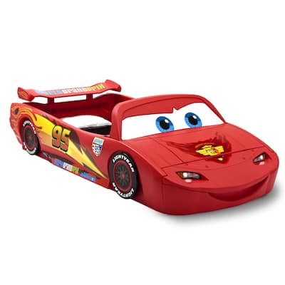 Cars Lightning McQueen Toddler-to-Twin Bed with Lights and Toy Box