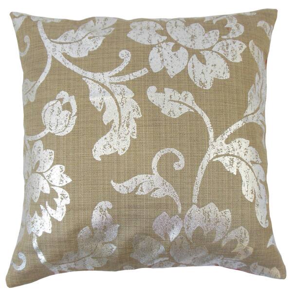 Berdine Floral Silver/ Brown 18-inch Feather and Down Filled Throw ...