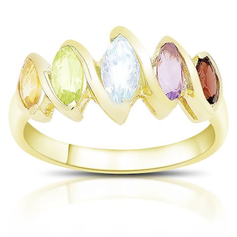 Dolce Giavonna Gold Over Sterling Silver Marquise Gemstone Five Stone Ring
