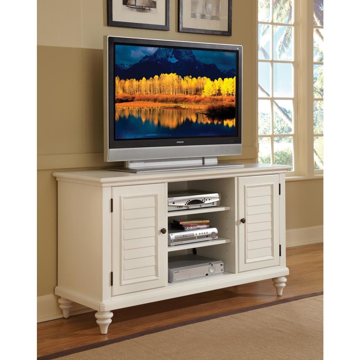 Shop Copper Grove Krapina Brushed White Tv Credenza On Sale