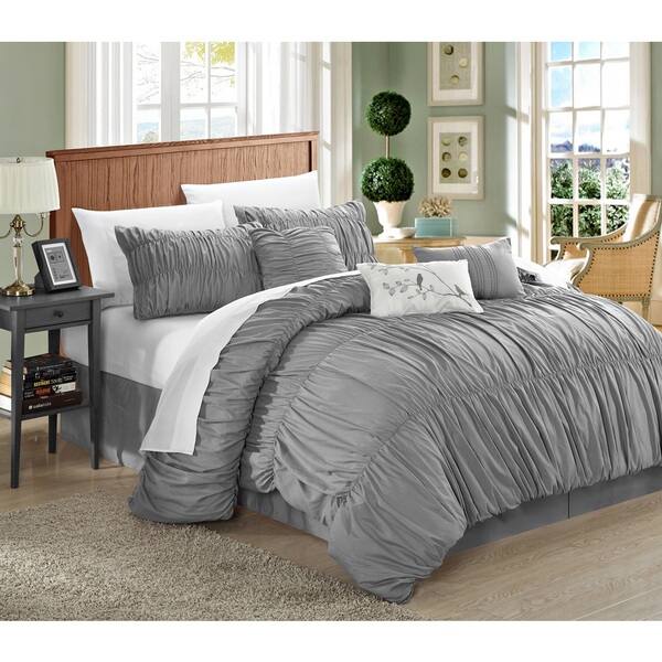 Shop Chic Home Frances Silver Pleated And Ruffled 7 Piece