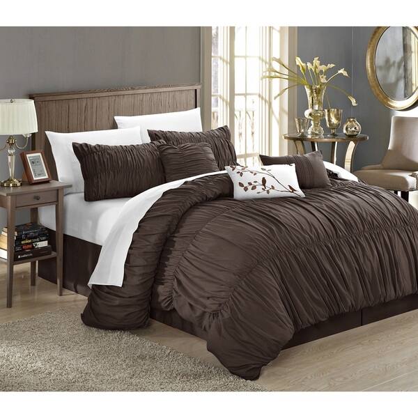 Shop Copper Grove Senna 7 Piece Coffee Pleated And Ruffled