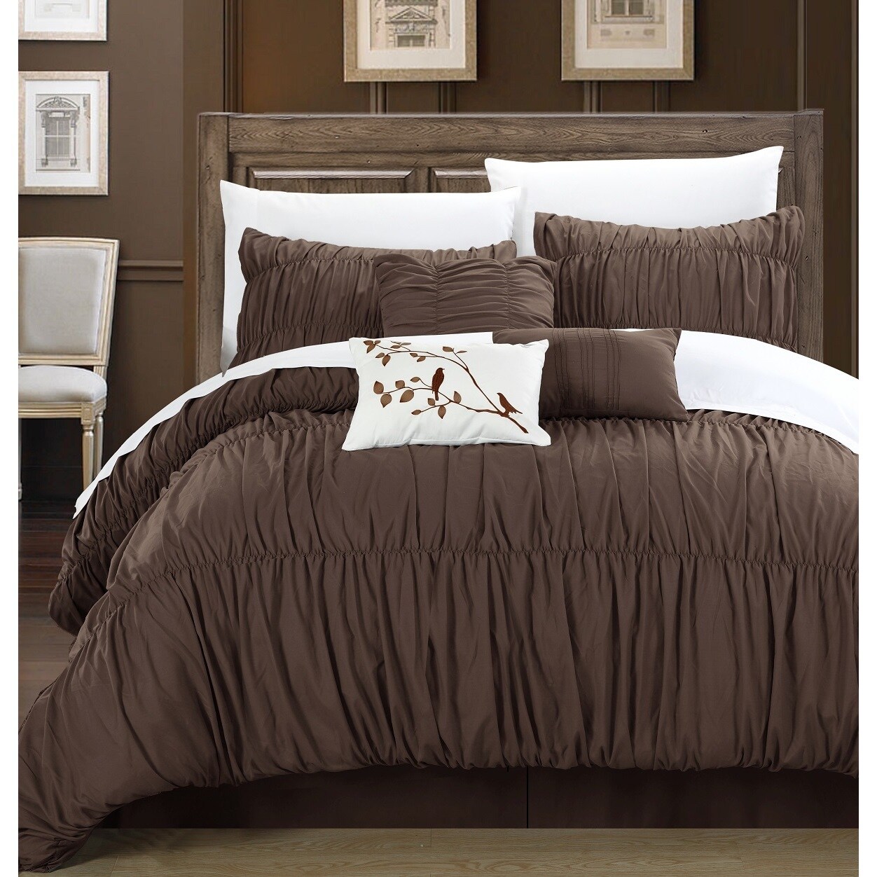 BEAUTIFUL RUFFLED TEXTURED PLEAT SOFT COMFORTER SET