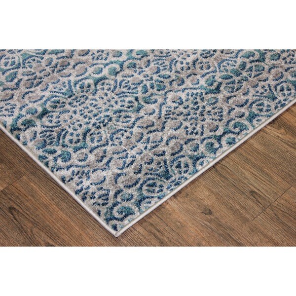 Shop Grey/ Turquoise Indoor Area Rug - 2'8 x 4'7 - Free ...