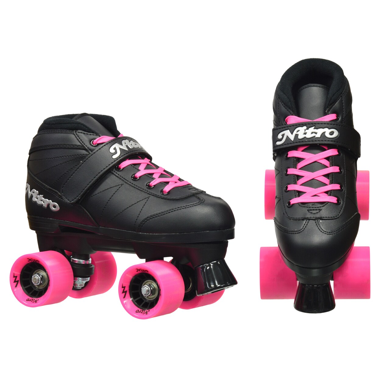 Epic New Classic Black & Pink High-Top Quad Roller Skate Bundle w/ Bag,  Laces, & Pom Poms! (As Is Item) - Bed Bath & Beyond - 31804634