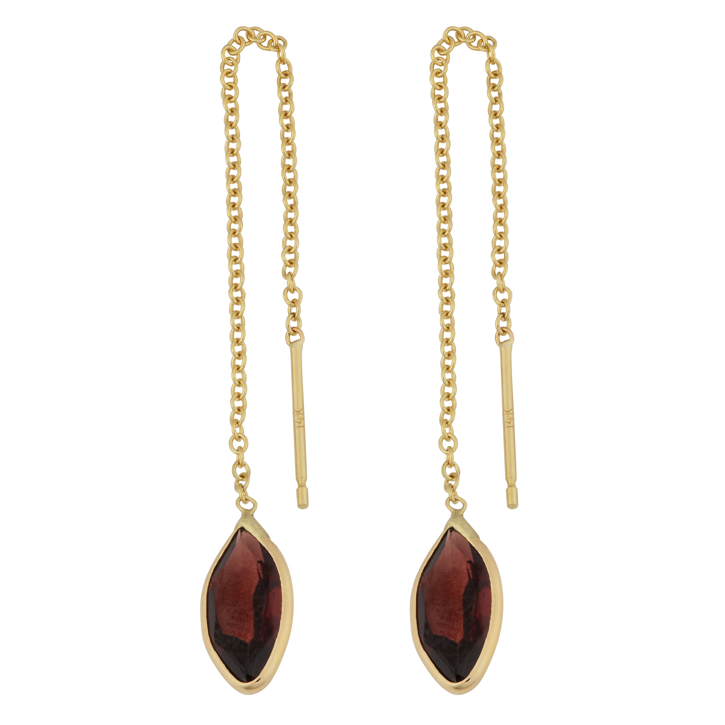 Fremada 14k Yellow Gold Marquise Garnet Threader Earrings Fremada 14k Yellow Gold Marquise Garnet Threader Earrings