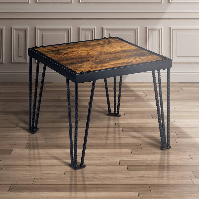Fizi Industrial Black 24-inch Metal Square Side Table by Furniture of America
