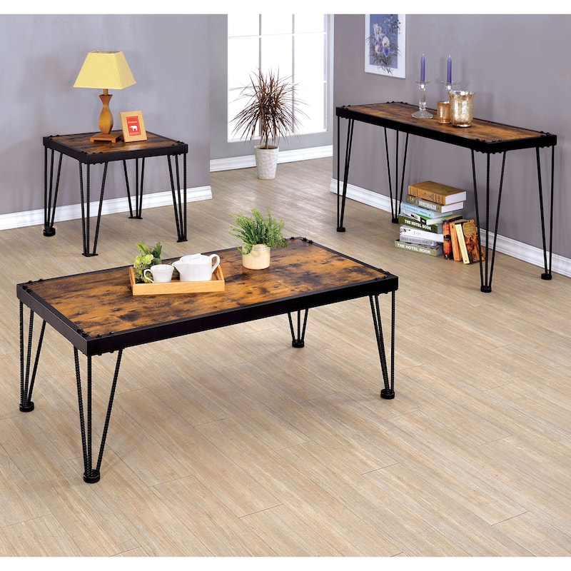 Fizi Industrial Black 24-inch Metal Square Side Table by Furniture of America