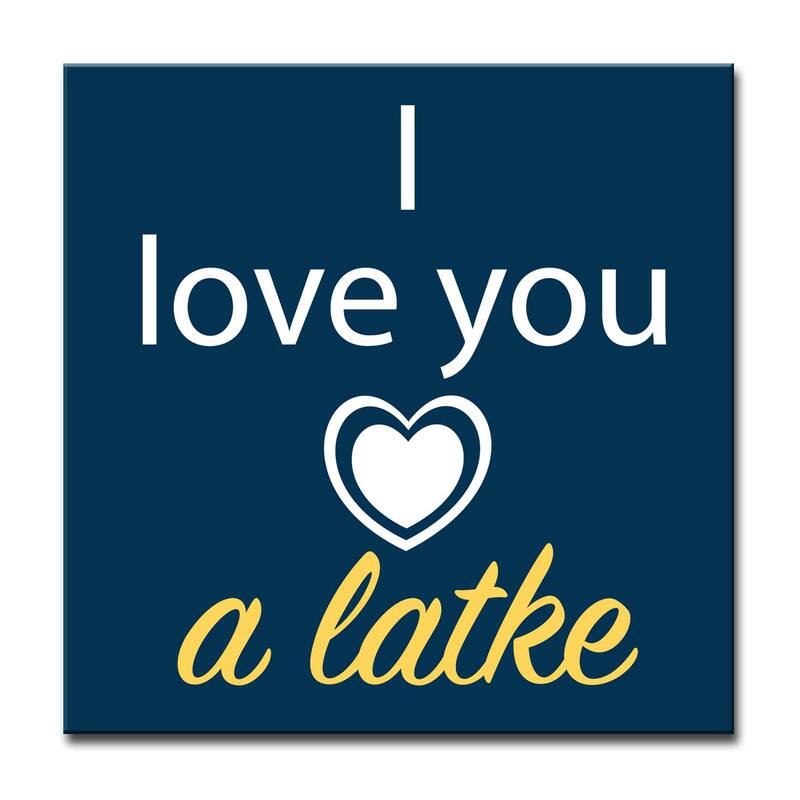 Ready2HangArt 'I Love you a Latke II' Hanukkah Canvas Wall Art - 20" W x 20" H - navy