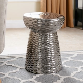 Abbyson Living Madison Silver Chrome Ceramic Garden Stool Silver Chrome Ceramic Garden Stool
