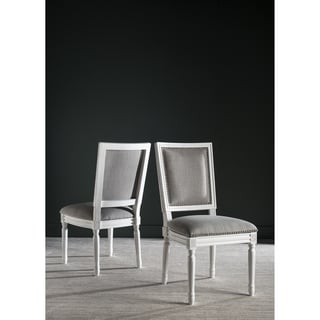 SAFAVIEH Dining Old World Buchanan Light Grey Rectangular Dining Chairs (Set of 2) - 19" x 19" x 38.3"