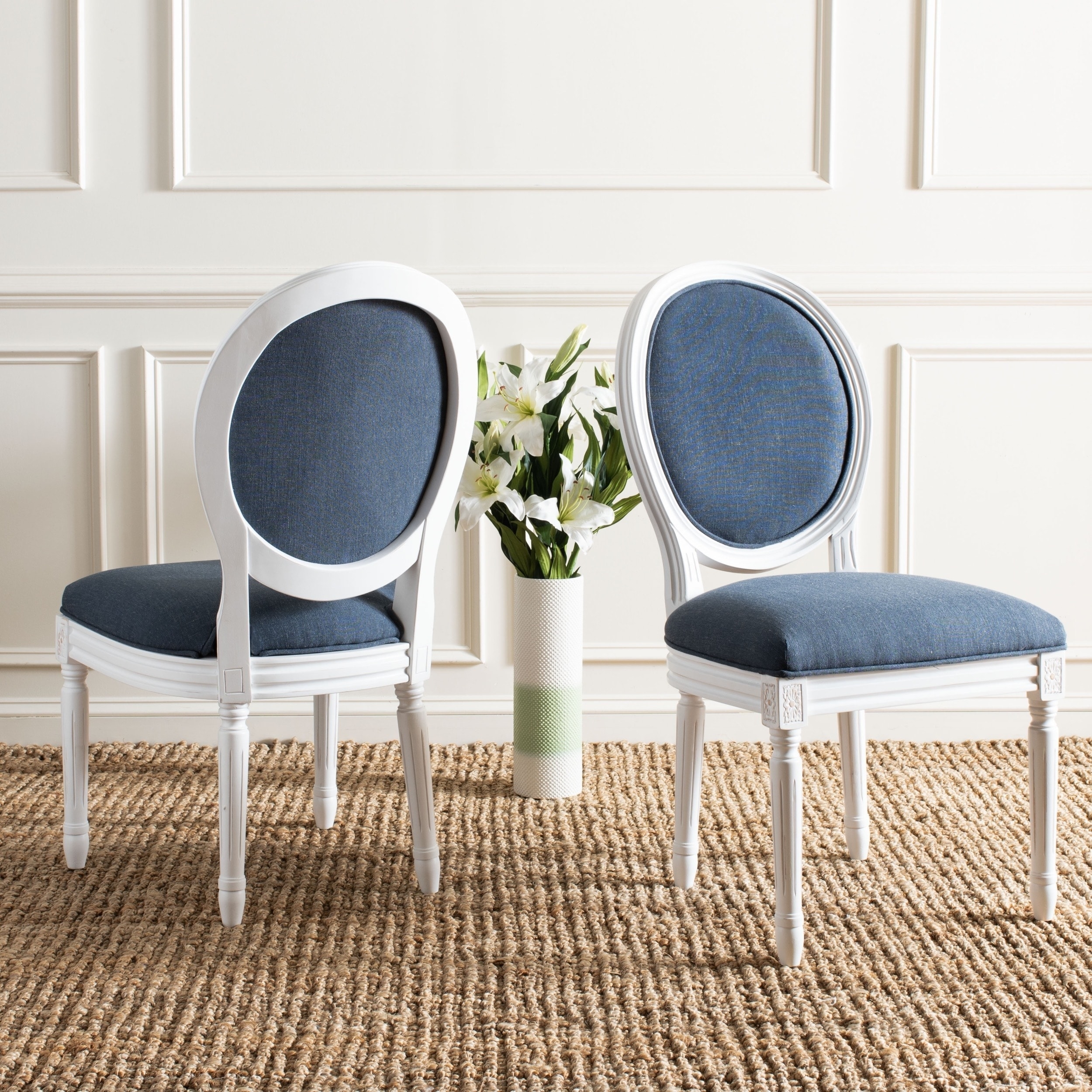 Safavieh Dining Old World Holloway Navy Oval Chairs Set Of 2 Safavieh Dining Old World Holloway Navy Oval Chairs Set Of 2