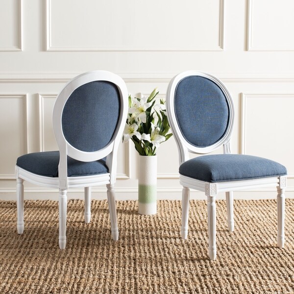 Safavieh Dining Old World Holloway Navy Oval Chairs Set