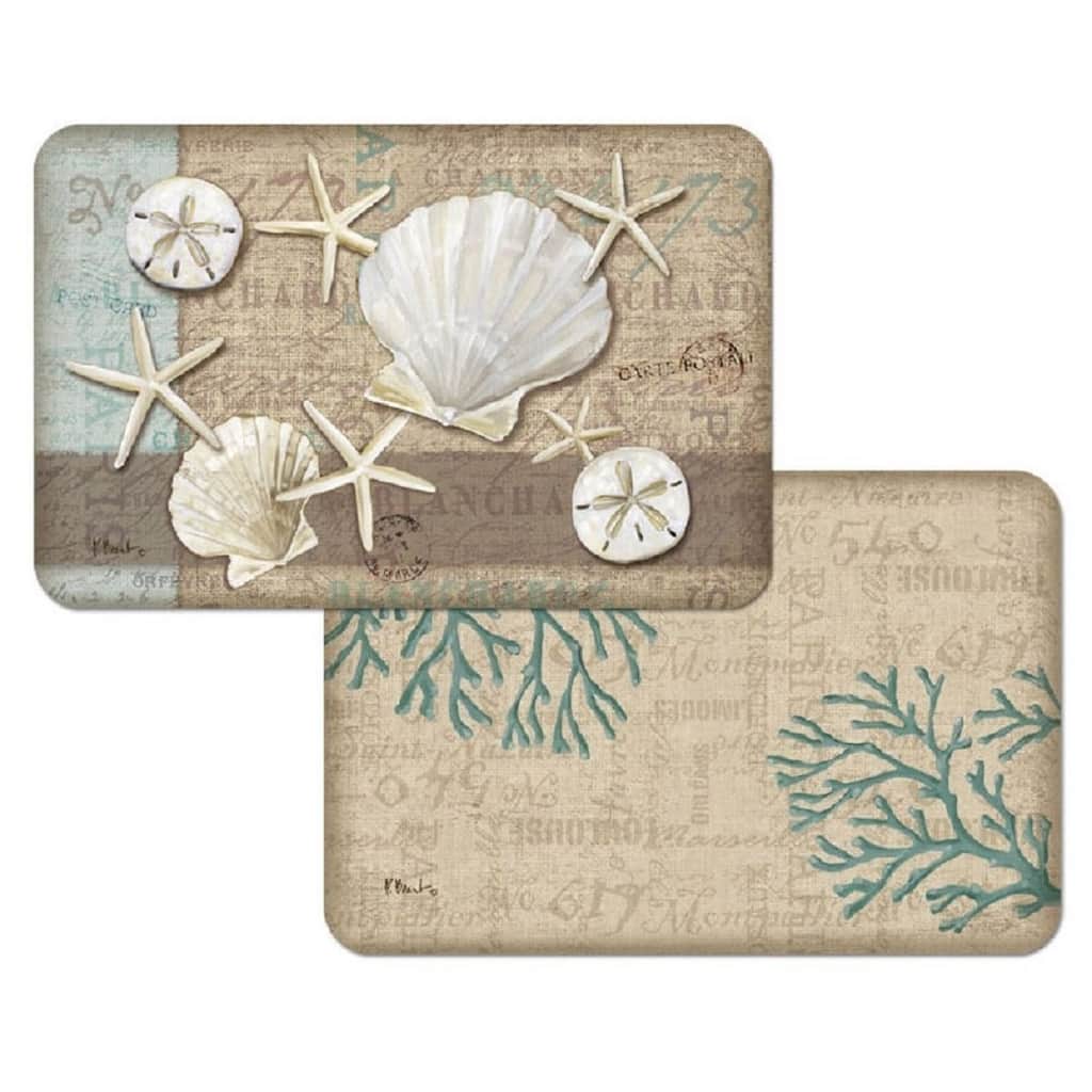 Counterart Reversible Plastic Wipe Clean Placemats - Linen Shells (Set of 2)