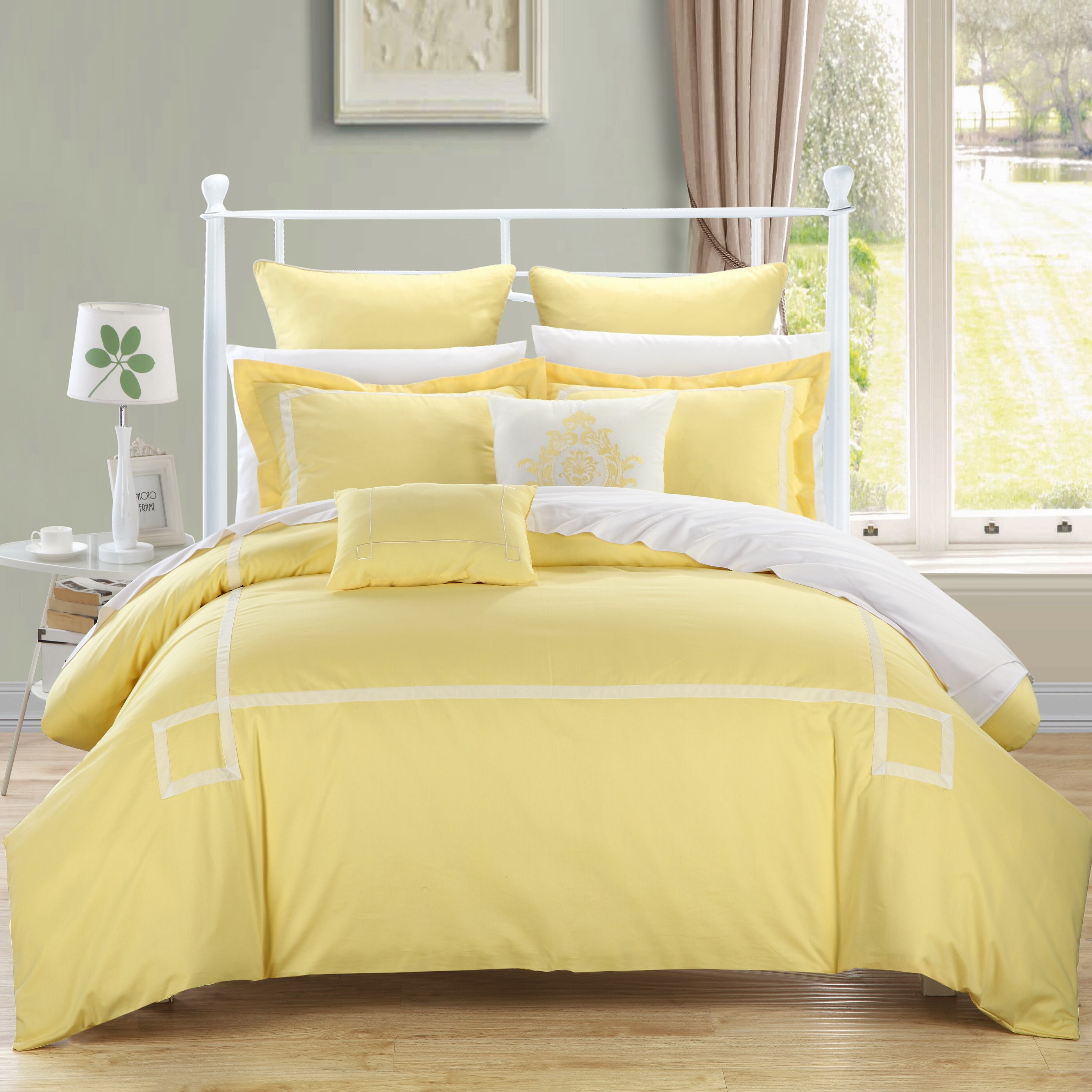 Shop Copper Grove Minesing Yellow Embroidered 11 Piece Bed In A