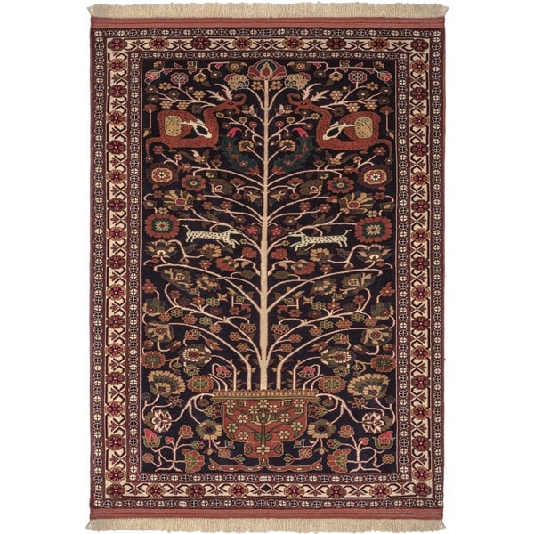 Safavieh One of a Kind Collection Hand-Knotted Persian Ghochan Navy/ Rust Wool Rug (4'5 x 5'11) - 0