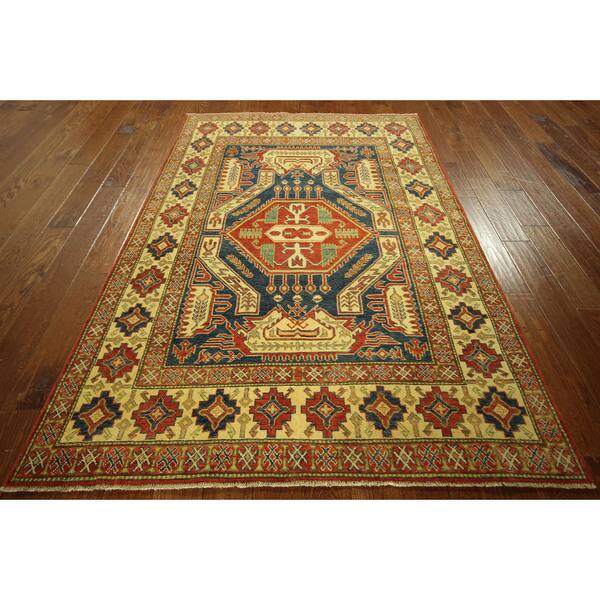 Shop H3917 Blue Pakistani Persian Design Hand Knotted Wool Super Kazak Area Rug 5 X 8 Free Shipping Today Overstock 10948811