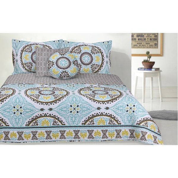 Lauren Taylor Toluca Teal 5-piece Quilt Set