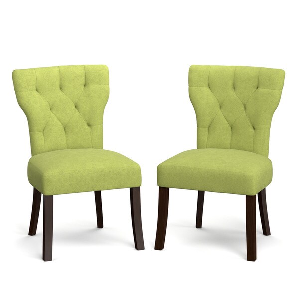 Portfolio Sirena Spring Green Velvet Upholstered Armless Dining Chairs