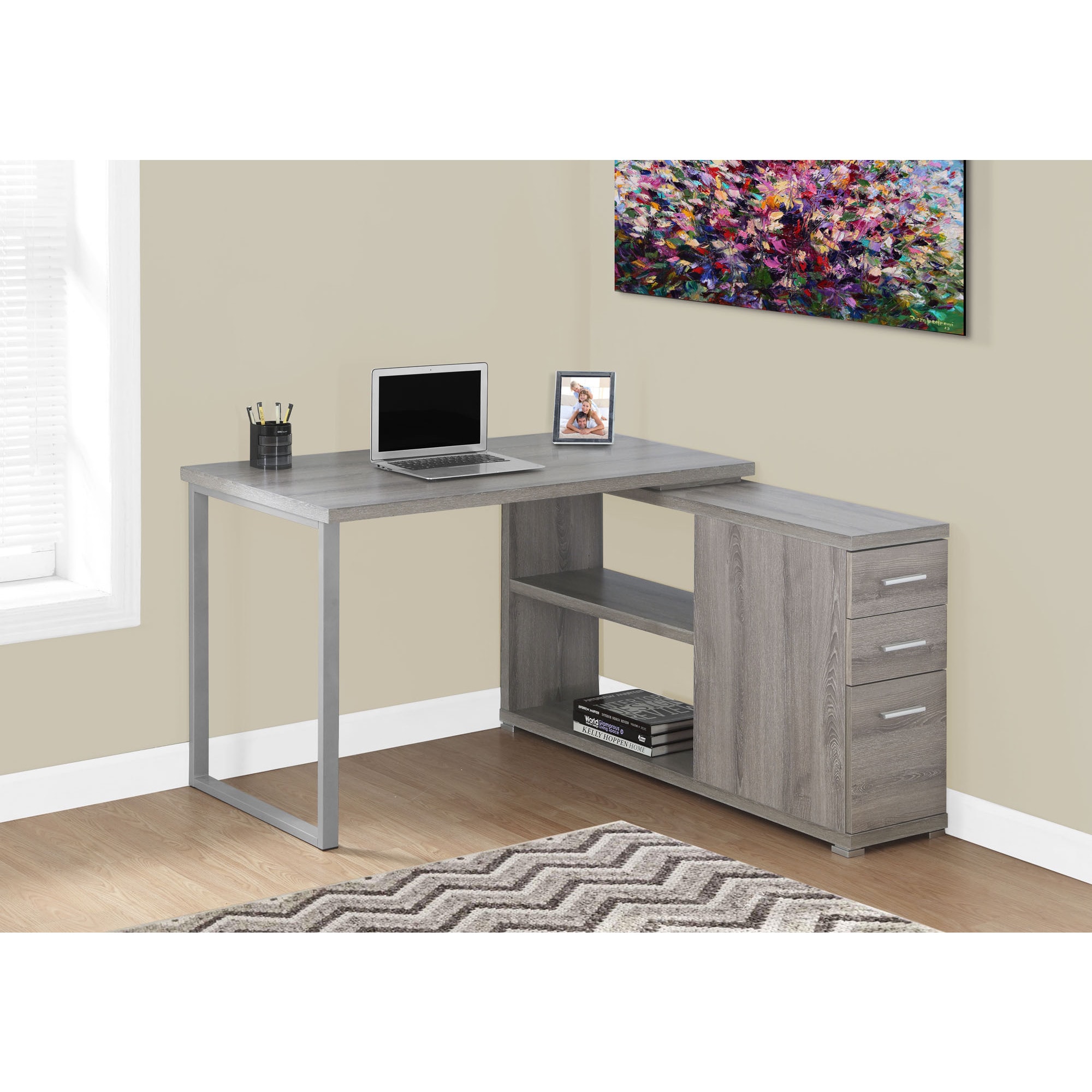 Shop Dark Taupe Corner Computer Desk Free Shipping Today Overstock