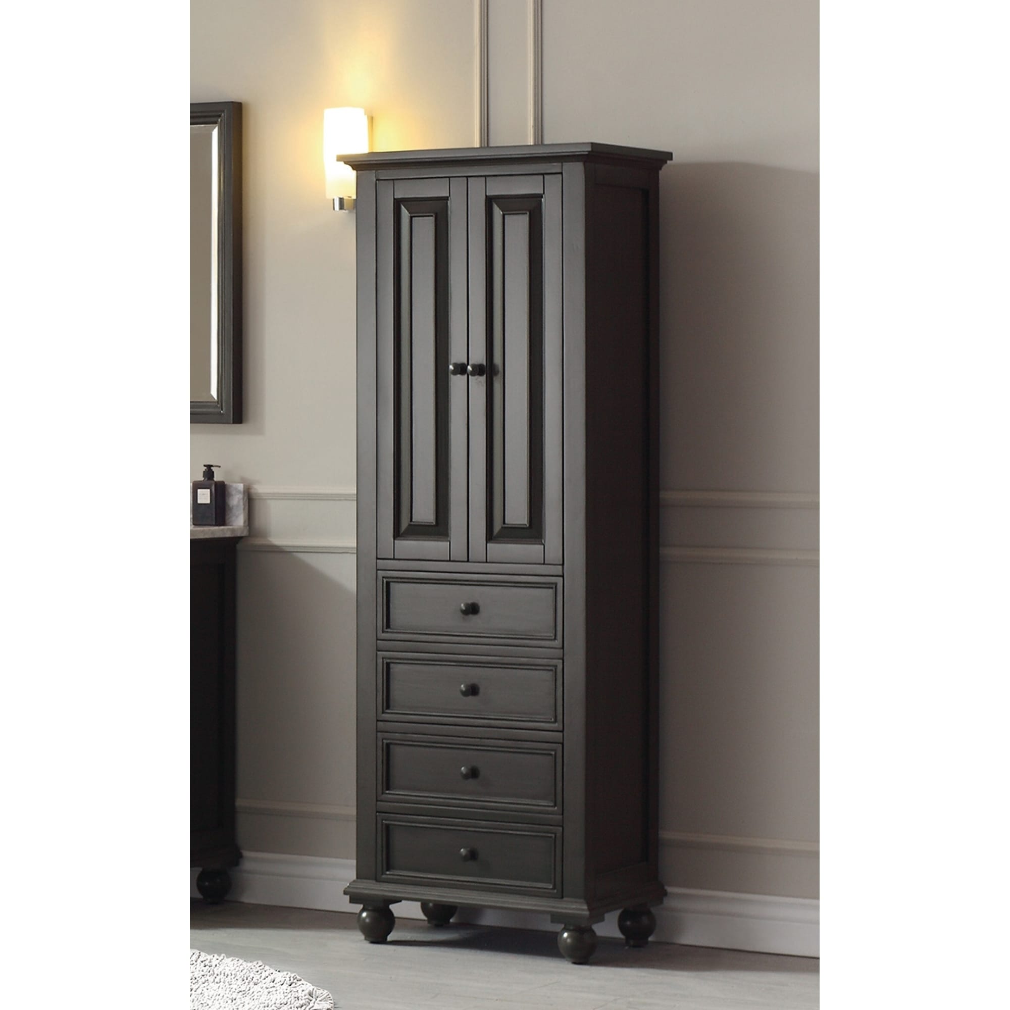 Avanity Thompson 24 Inch Charcoal Glaze Linen Cabinet - 24"W x 68"H