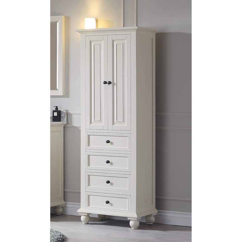 Avanity Thompson 24 Inch French White Finish Linen Cabinet - 24"W x 68"H - 24"W x 68"H