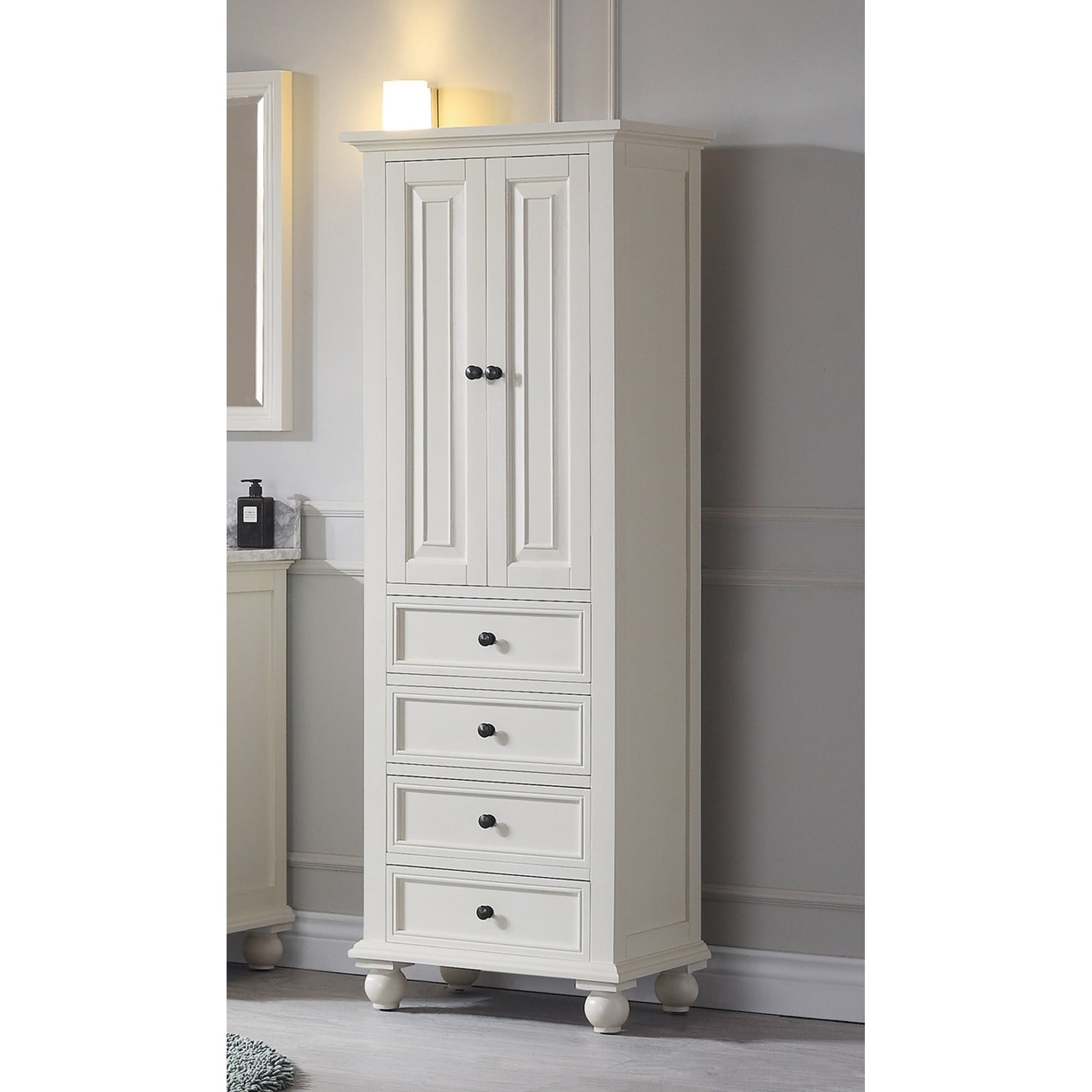 Avanity Thompson 24 Inch French White Finish Linen Cabinet - 24"W x 68"H - 24"W x 68"H