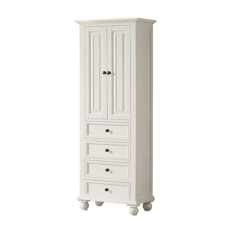 Avanity Thompson 24 Inch French White Finish Linen Cabinet - 24"W x 68"H - 24"W x 68"H