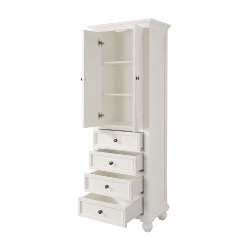 Avanity Thompson 24 Inch French White Finish Linen Cabinet - 24"W x 68"H - 24"W x 68"H