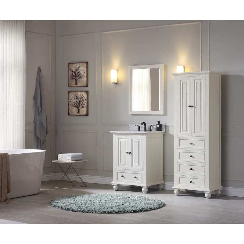 Avanity Thompson 24 Inch French White Finish Linen Cabinet - 24"W x 68"H - 24"W x 68"H