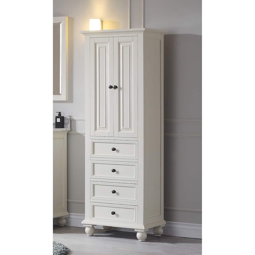 Avanity Thompson 24 Inch French White Finish Linen Cabinet - 24"W x 68"H - 24"W x 68"H
