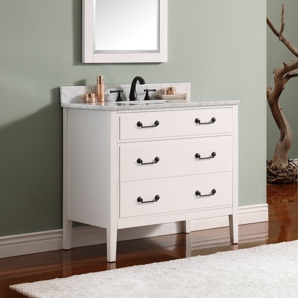 slide 2 of 12, Avanity Delano 37-inch White Vanity Combo with Top and Sink