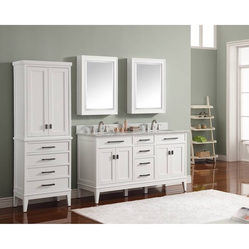 Avanity Madison 61-inch Double Sink Vanity Combo in White with Top and Sink