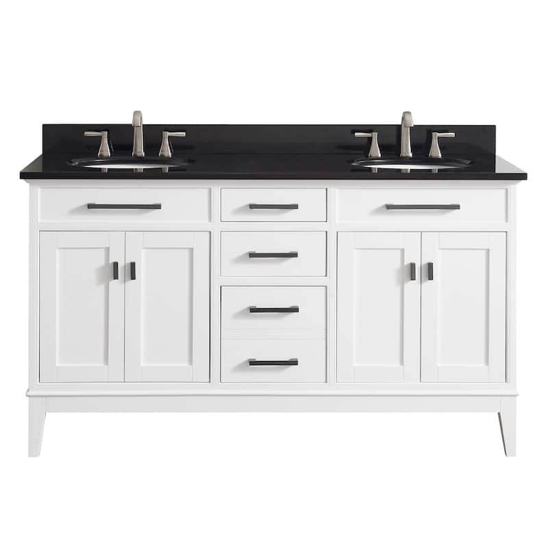 Avanity Madison 61-inch Double Sink Vanity Combo in White with Top and Sink