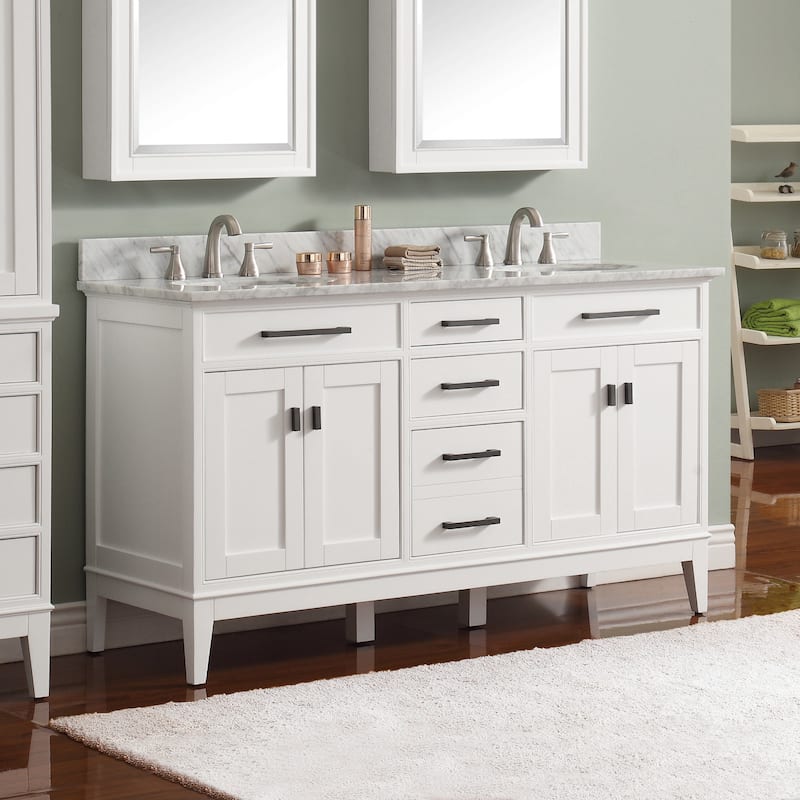 Avanity Madison 61-inch Double Sink Vanity Combo in White with Top and Sink