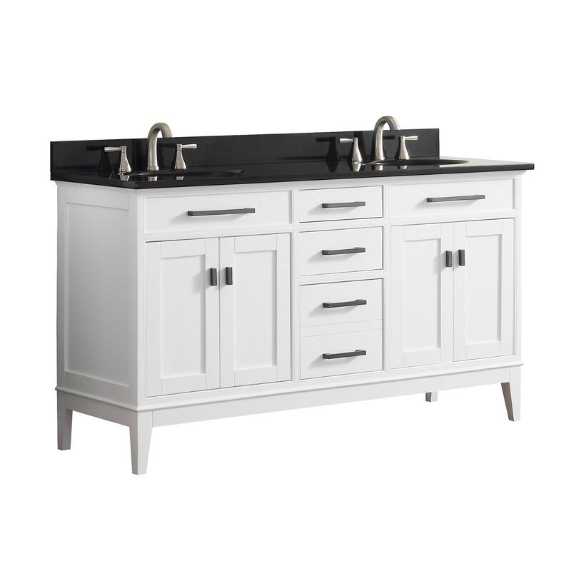 Avanity Madison 61-inch Double Sink Vanity Combo in White with Top and Sink