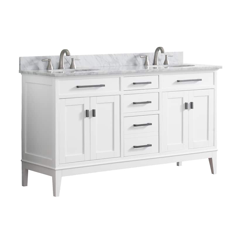 Avanity Madison 61-inch Double Sink Vanity Combo in White with Top and Sink