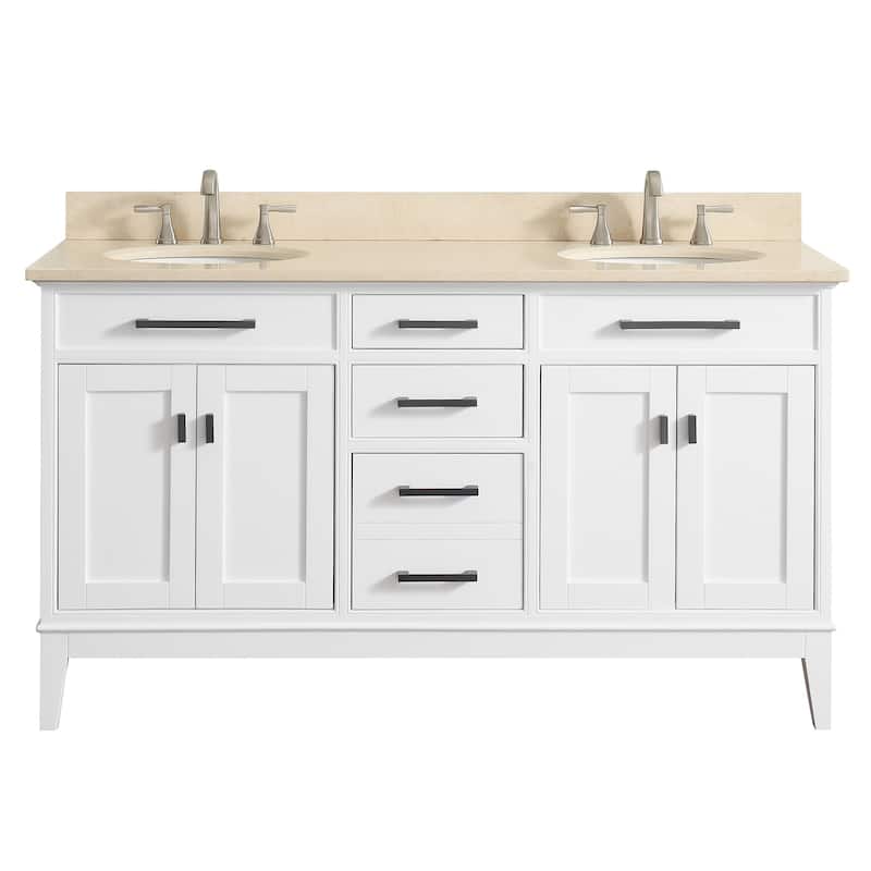 Avanity Madison 61-inch Double Sink Vanity Combo in White with Top and Sink