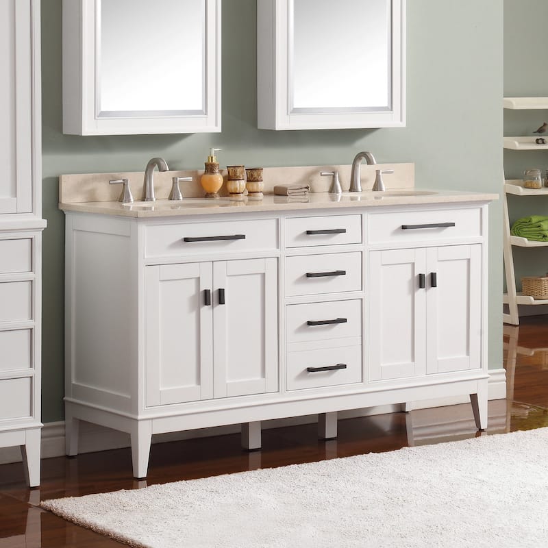 Avanity Madison 61-inch Double Sink Vanity Combo in White with Top and Sink