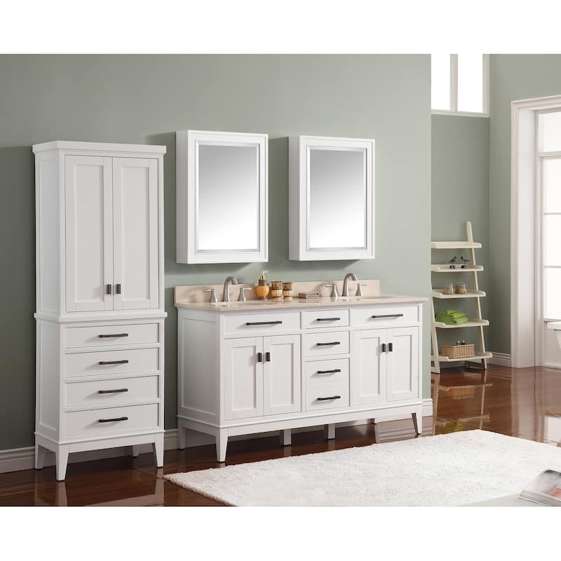 Avanity Madison 61-inch Double Sink Vanity Combo in White with Top and Sink