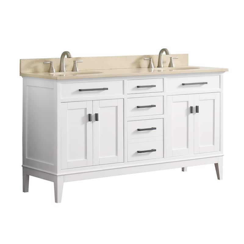 Avanity Madison 61-inch Double Sink Vanity Combo in White with Top and Sink