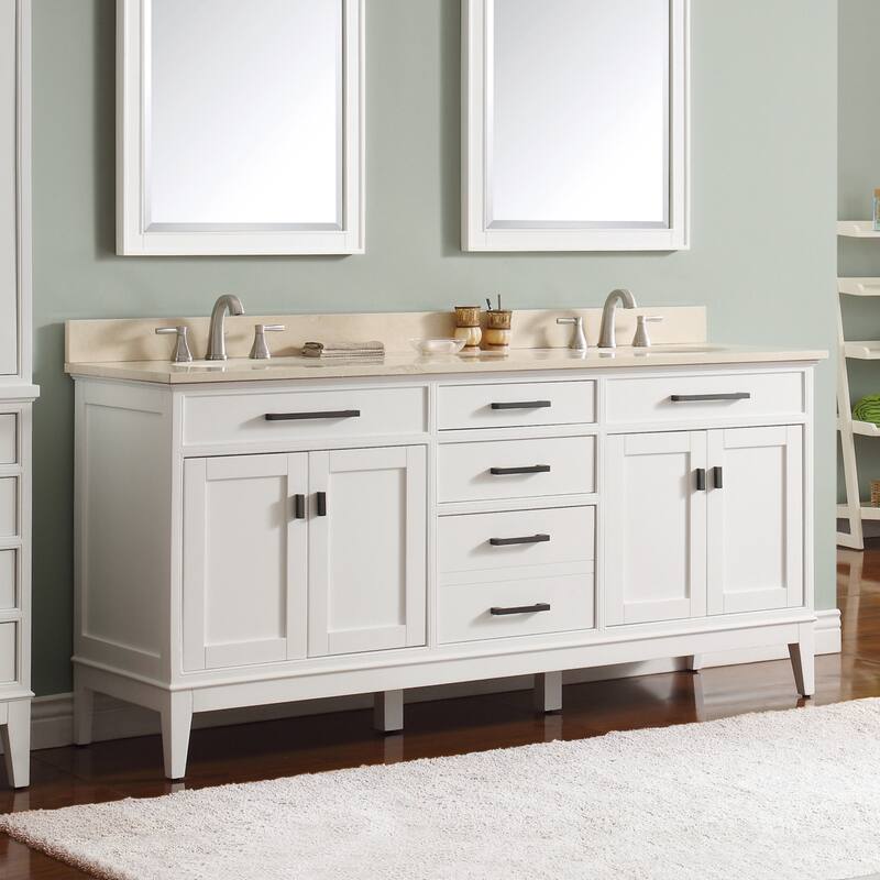 Avanity Madison 73-inch Double Sink Vanity Combo in White with Top and Sink